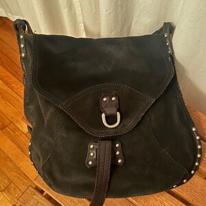 Lucky Brand-Suede Studded Crossbody Bag - Black